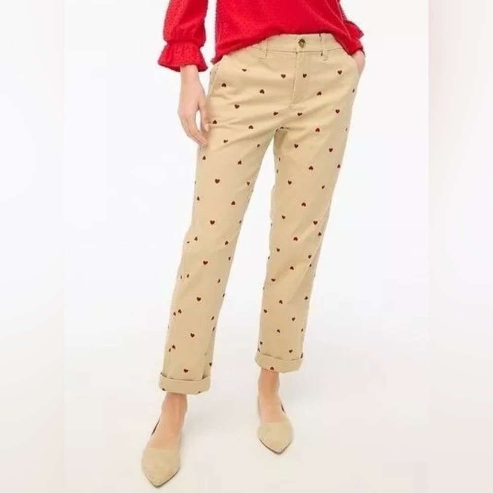 J Crew Valentines Day Red Heart Pants